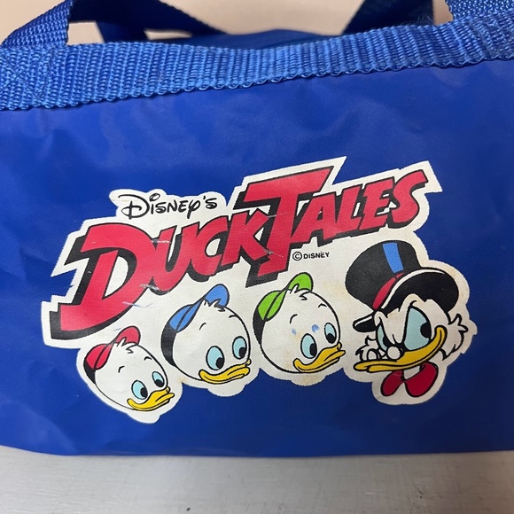 Vintage 90s Duck Tales Scrooge McDuck Disney 90's Small Blue Duffle Travel Bag - Picture 2 of 11